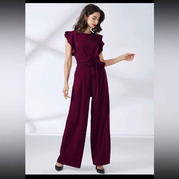 MIUSOL Ruffle Trim Belted Wide Leg Jumpsuit - Picture 4 of 8